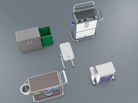 Hospital Trolleys Bundle 8K 3D Model