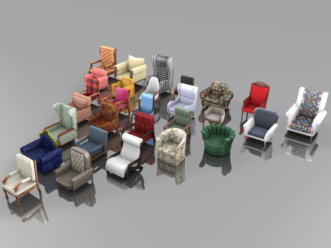 Armchair Collection 8K 3D Model