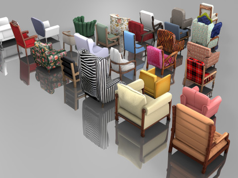 Armchair Collection 8K 3D Model