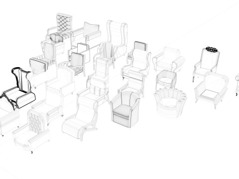 Armchair Collection 8K 3D Model
