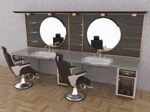 Balc&atilde;o de barbearia 8K Modelo 3D