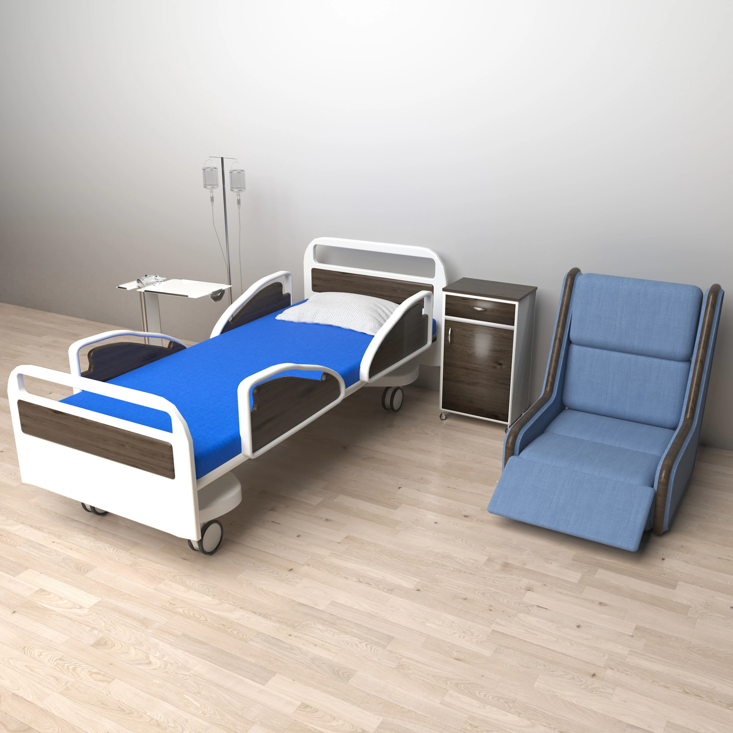 Hospital Room Interior 2 3D Model .c4d .max .obj .3ds .fbx .stl .blend
