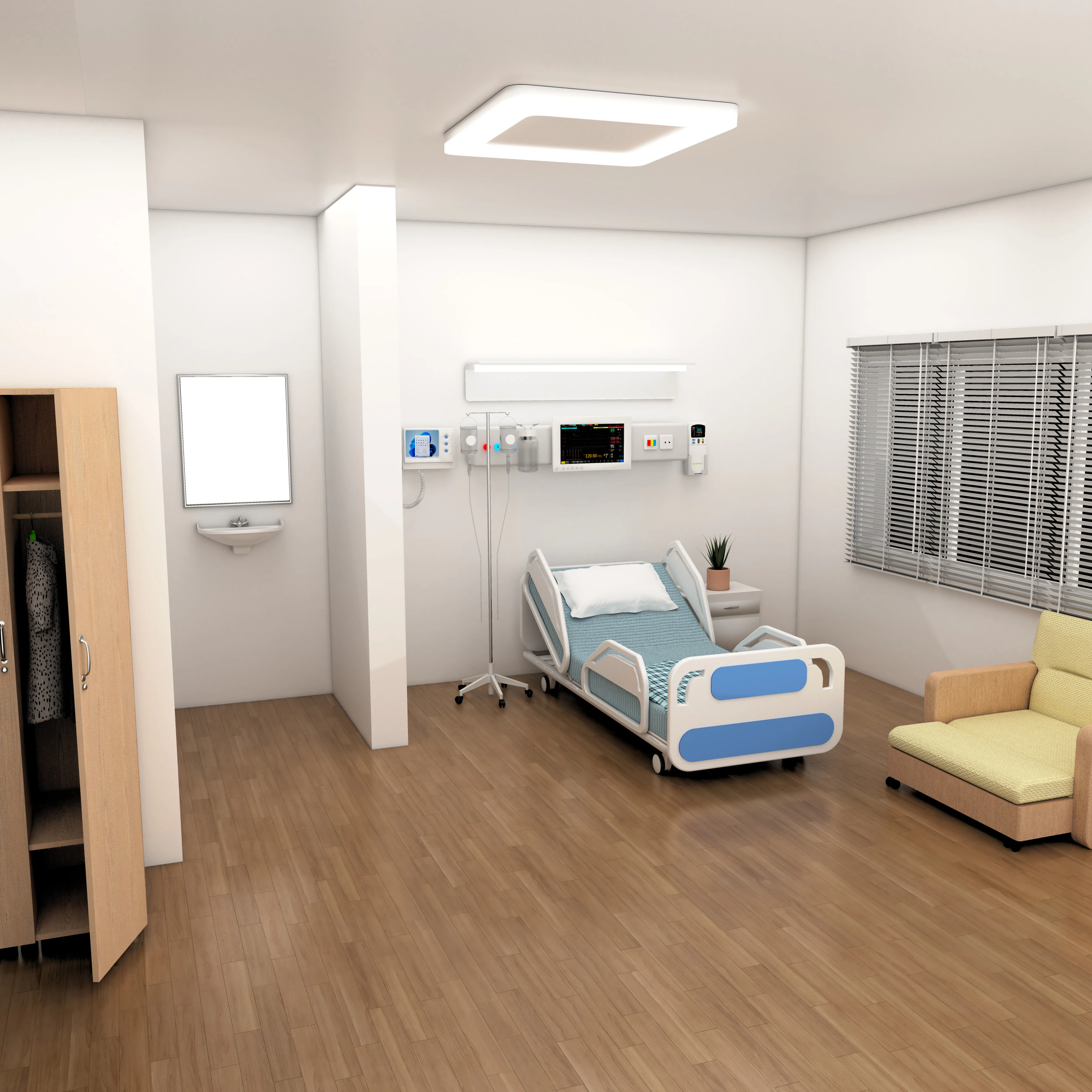 Patient Room 3D Model .c4d .max .obj .3ds .fbx .stl .blend 