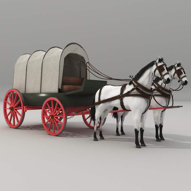 Covered Wagon 8K 3D 모델 .c4d .max .obj .3ds .fbx .stl .blend