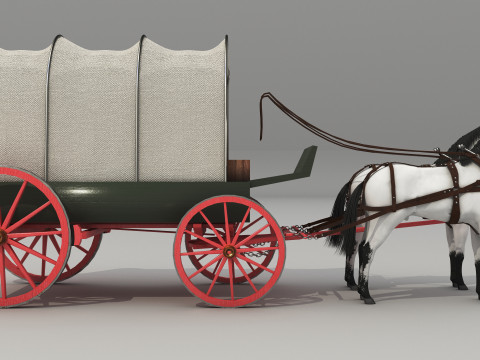 Covered Wagon 8K 3D 모델
