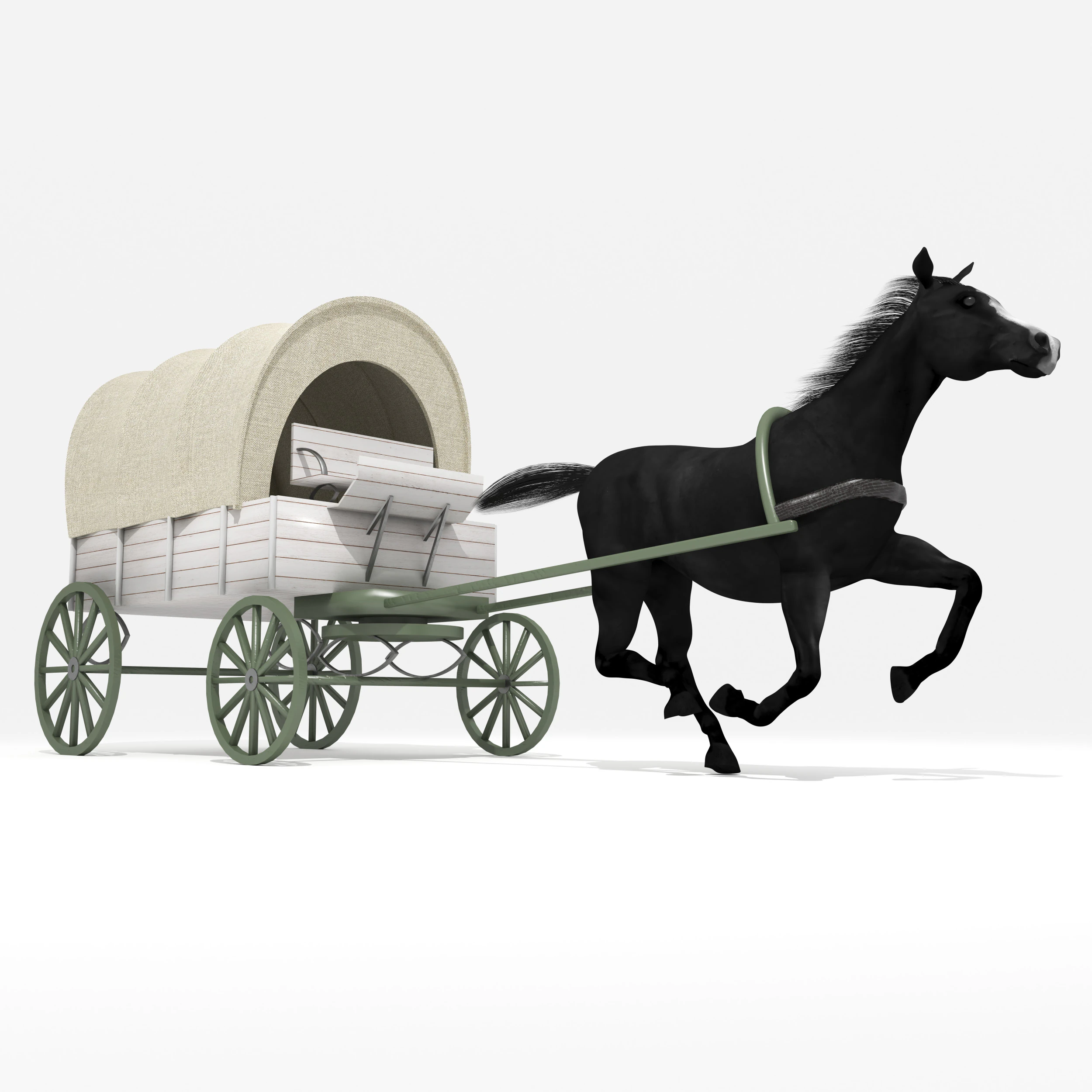Western Wagon 5 - 8K 3D Model .c4d .max .obj .3ds .fbx .stl .blend 