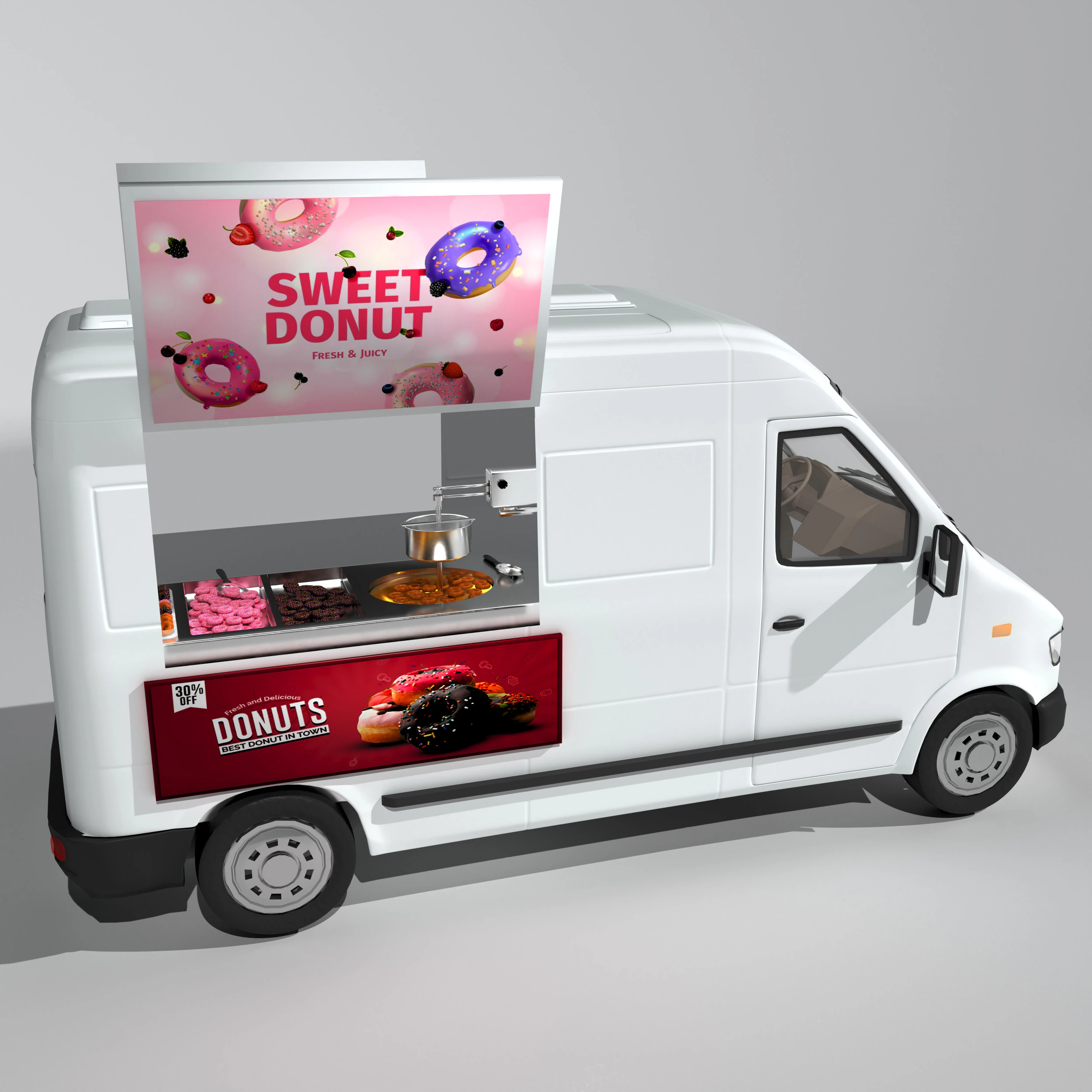 Donut Van 3D Model .c4d .max .obj .3ds .fbx .stl .blend 