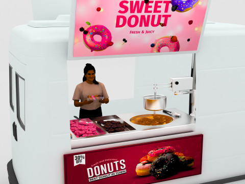 Donut Truck 4K 3D Model
