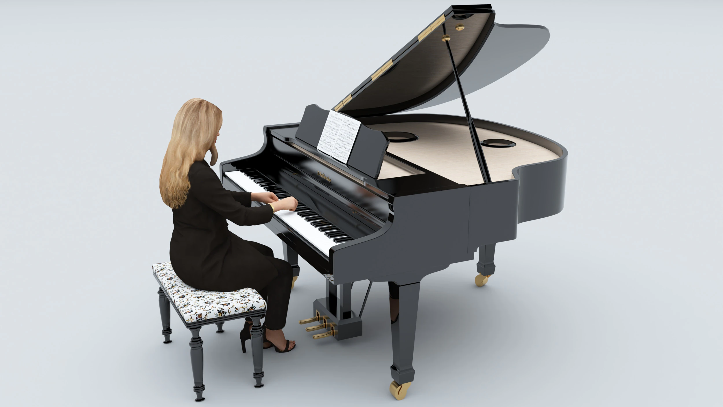 Pianist 4K 3D Model .c4d .max .obj .3ds .fbx .stl .blend 