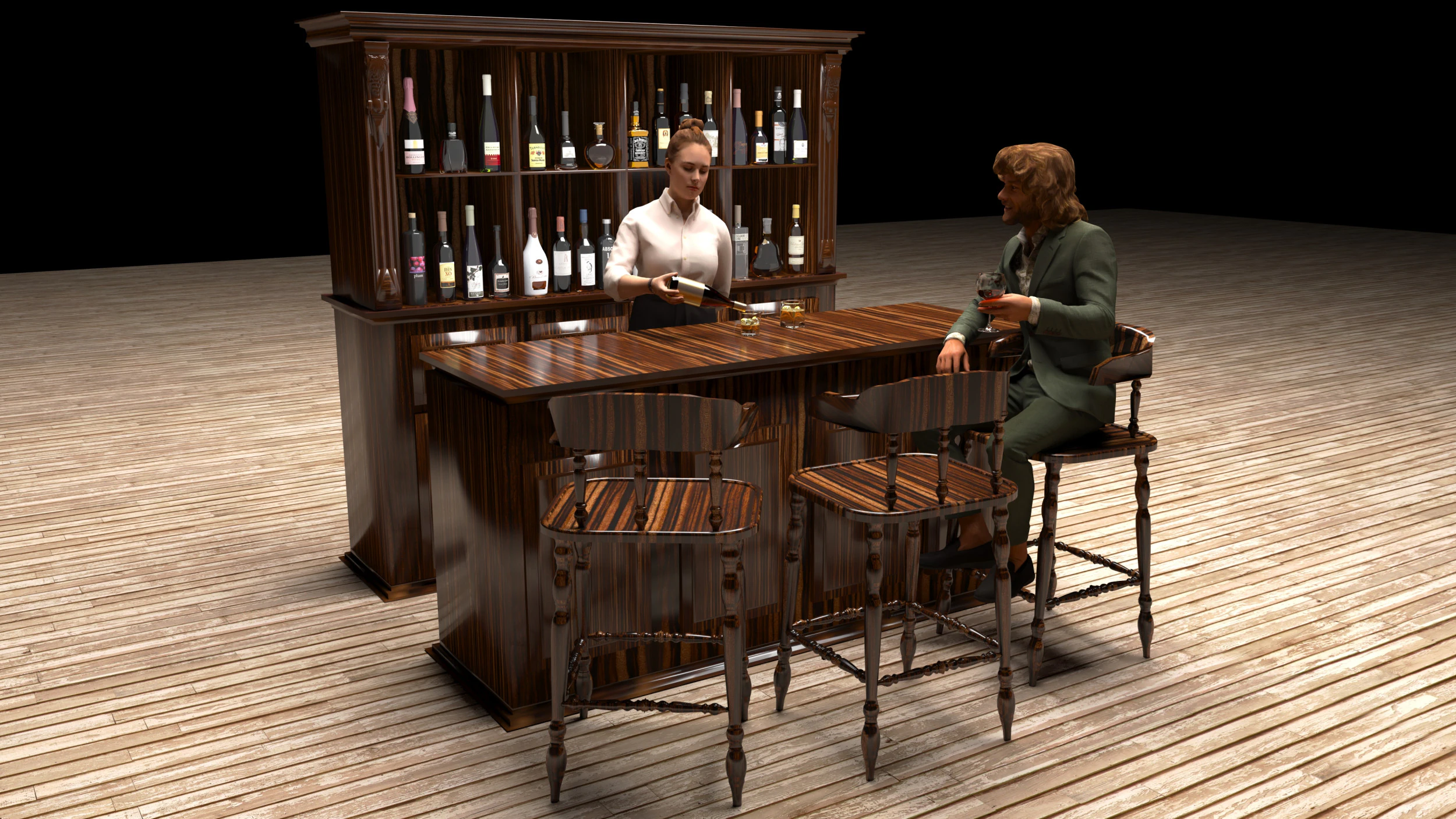American Bar 7 - 4K 3D Model .c4d .max .obj .3ds .fbx .stl .blend 