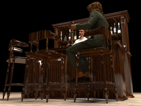 American Bar 7 - 4K 3D Model
