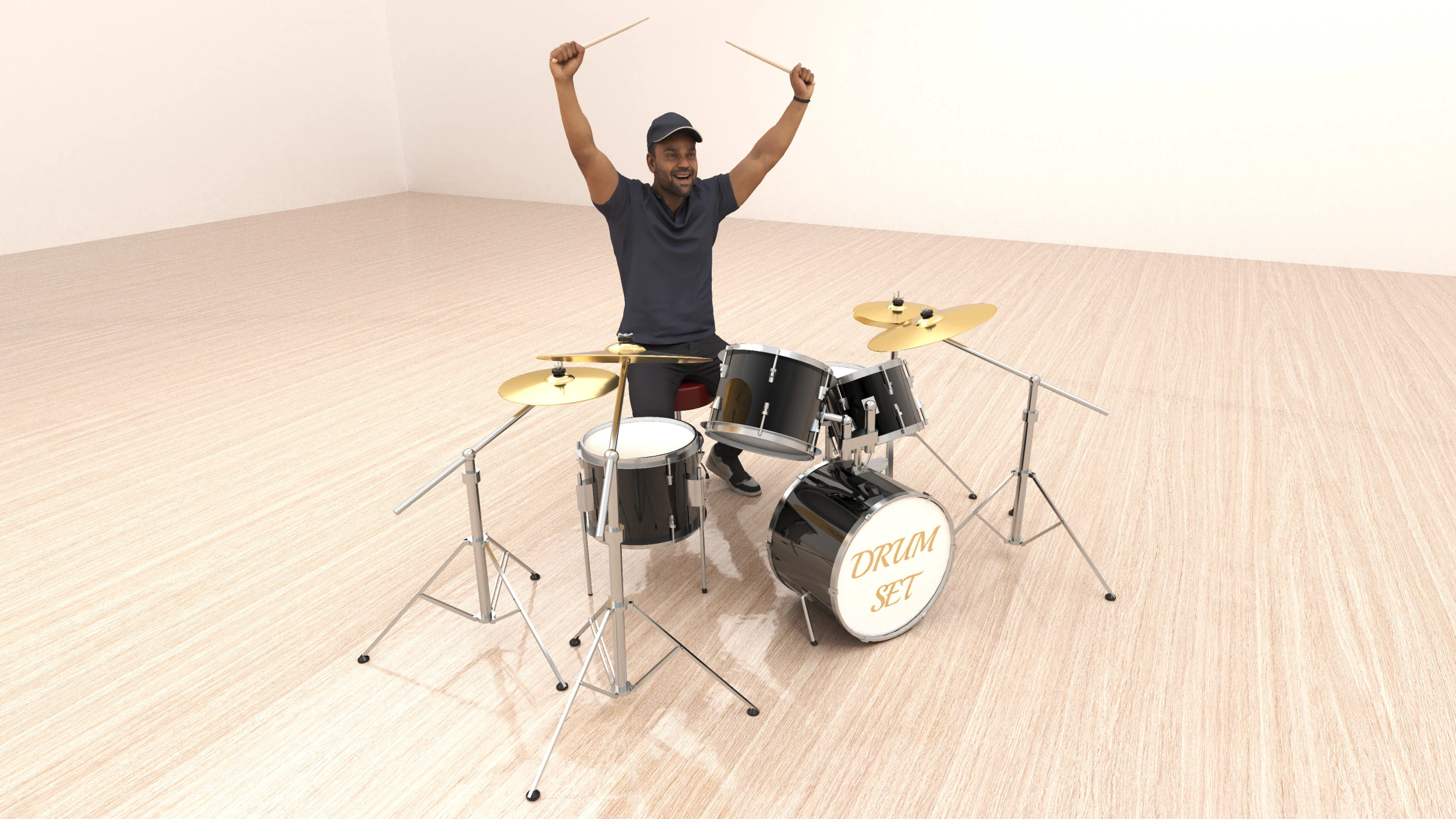 Drummer 4K 3D Model .c4d .max .obj .3ds .fbx .stl .blend 