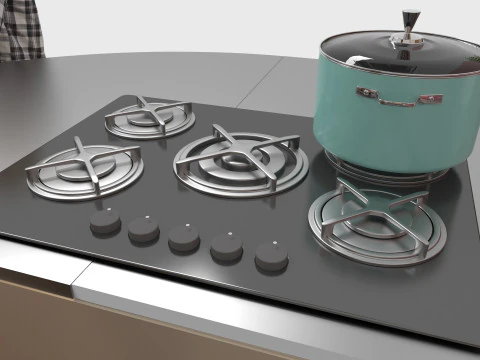 American Kitchen 2 - 4K 3D Model