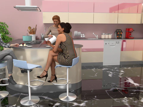 American Kitchen 2 - 4K 3D Model