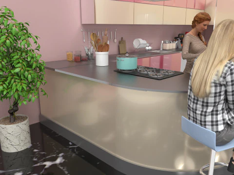 American Kitchen 2 - 4K 3D Model