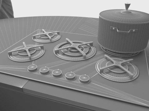 American Kitchen 2 - 4K 3D Model