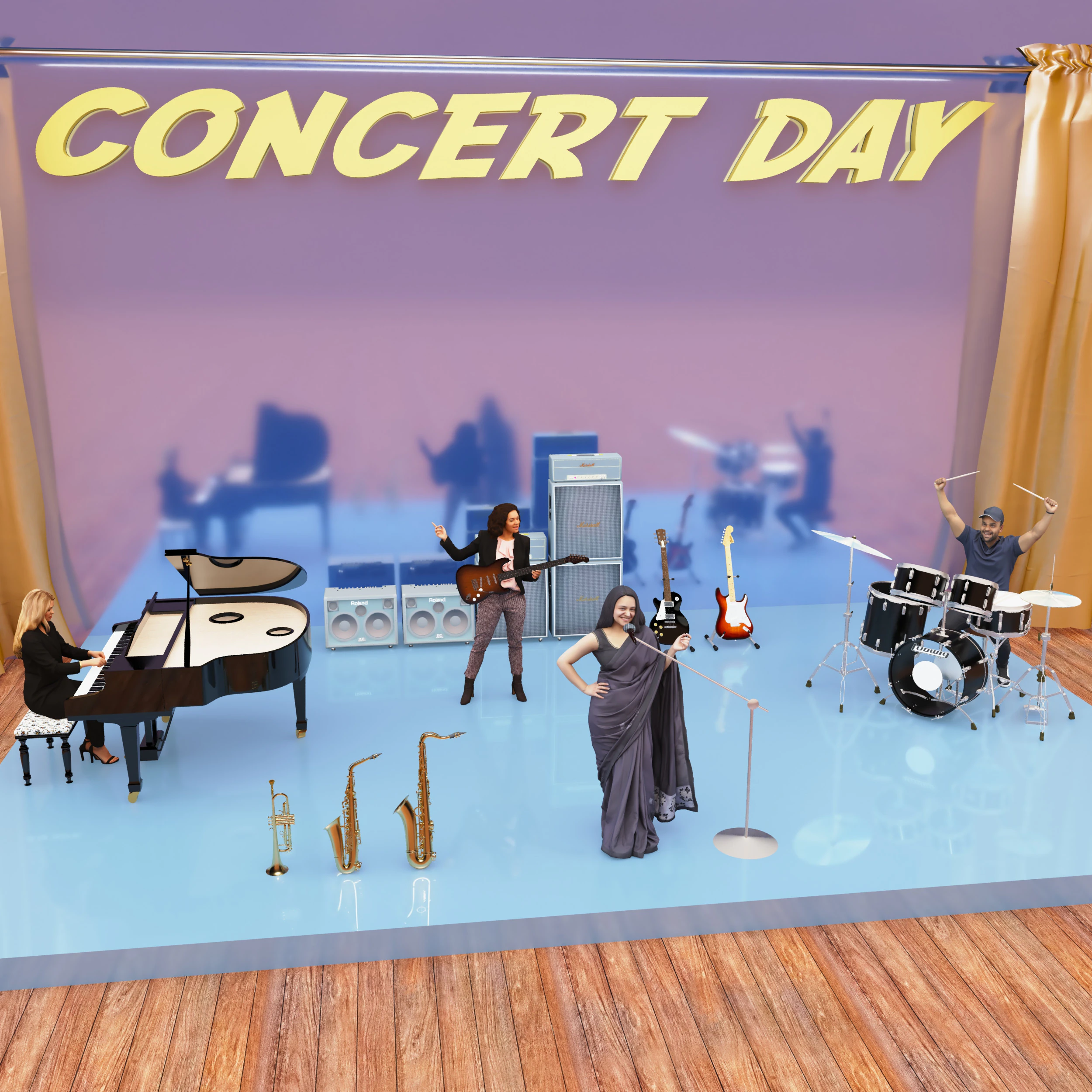 Concert Day 4K 3D Model .c4d .max .obj .3ds .fbx .stl .blend 