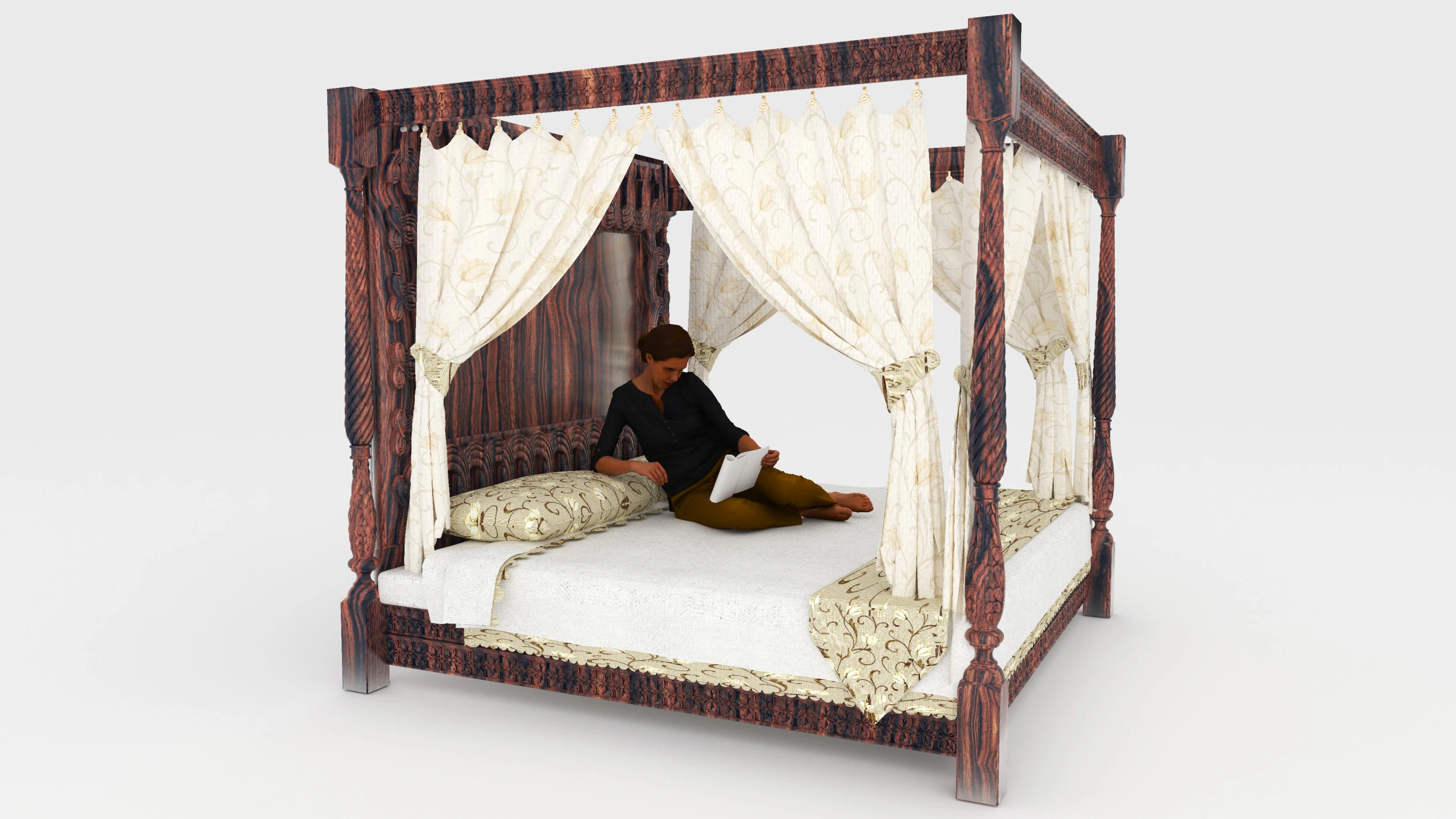 Canopy Bed 4K 3D Model .c4d .max .obj .3ds .fbx .stl .blend 