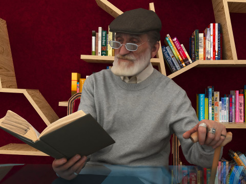 Library Room 4K Modèle 3D