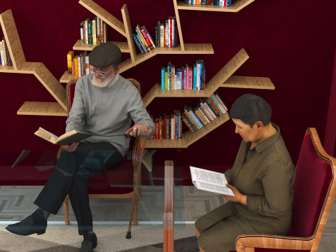 Library Room 4K Modèle 3D