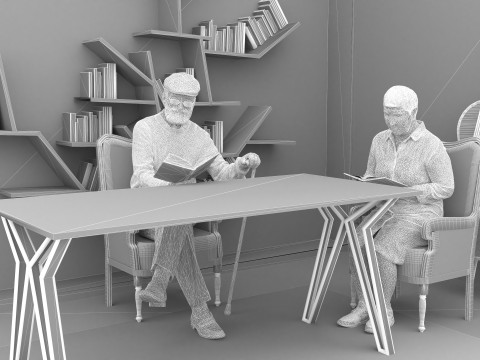 Library Room 4K Modèle 3D