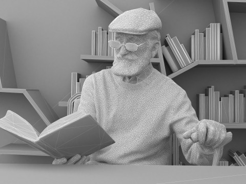 Library Room 4K Modèle 3D