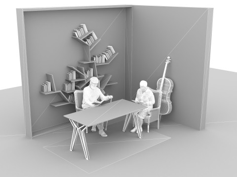 Library Room 4K Modèle 3D
