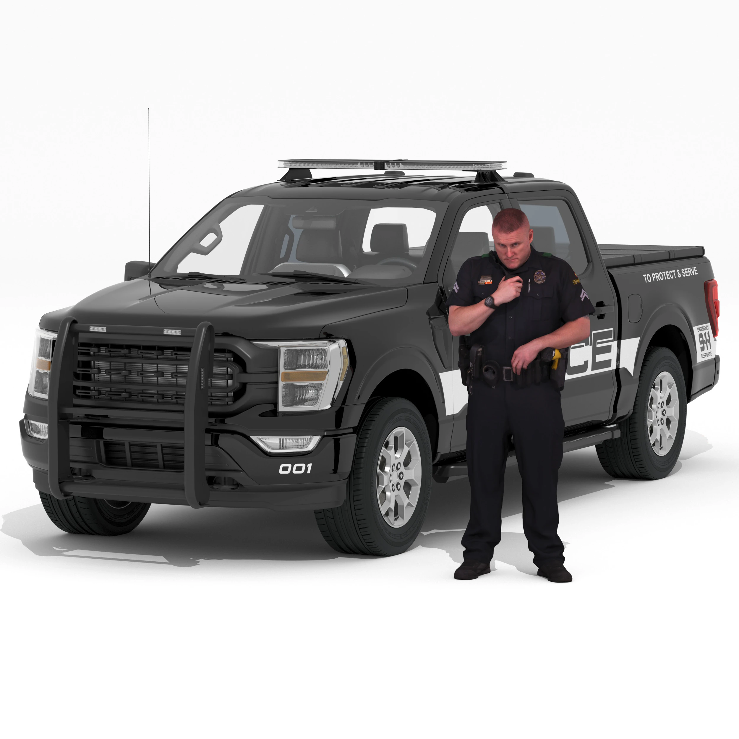 Country Police 3D Model .c4d .max .obj .3ds .fbx .stl .blend 