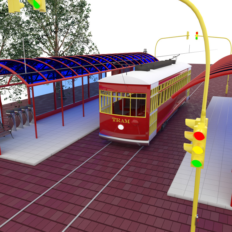 Nostaljic Tram 4K 3D Model .c4d .max .obj .3ds .fbx .stl .blend