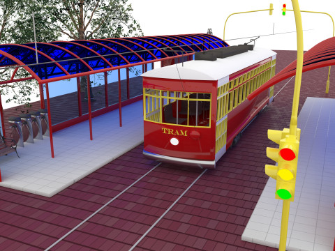 Nostaljic Tram 4K 3D Model