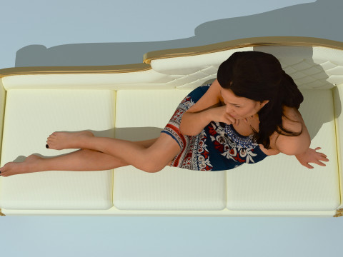Evelyn on the Divan 4K Model 3D