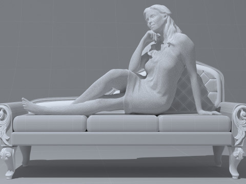 Evelyn on the Divan 4K Model 3D