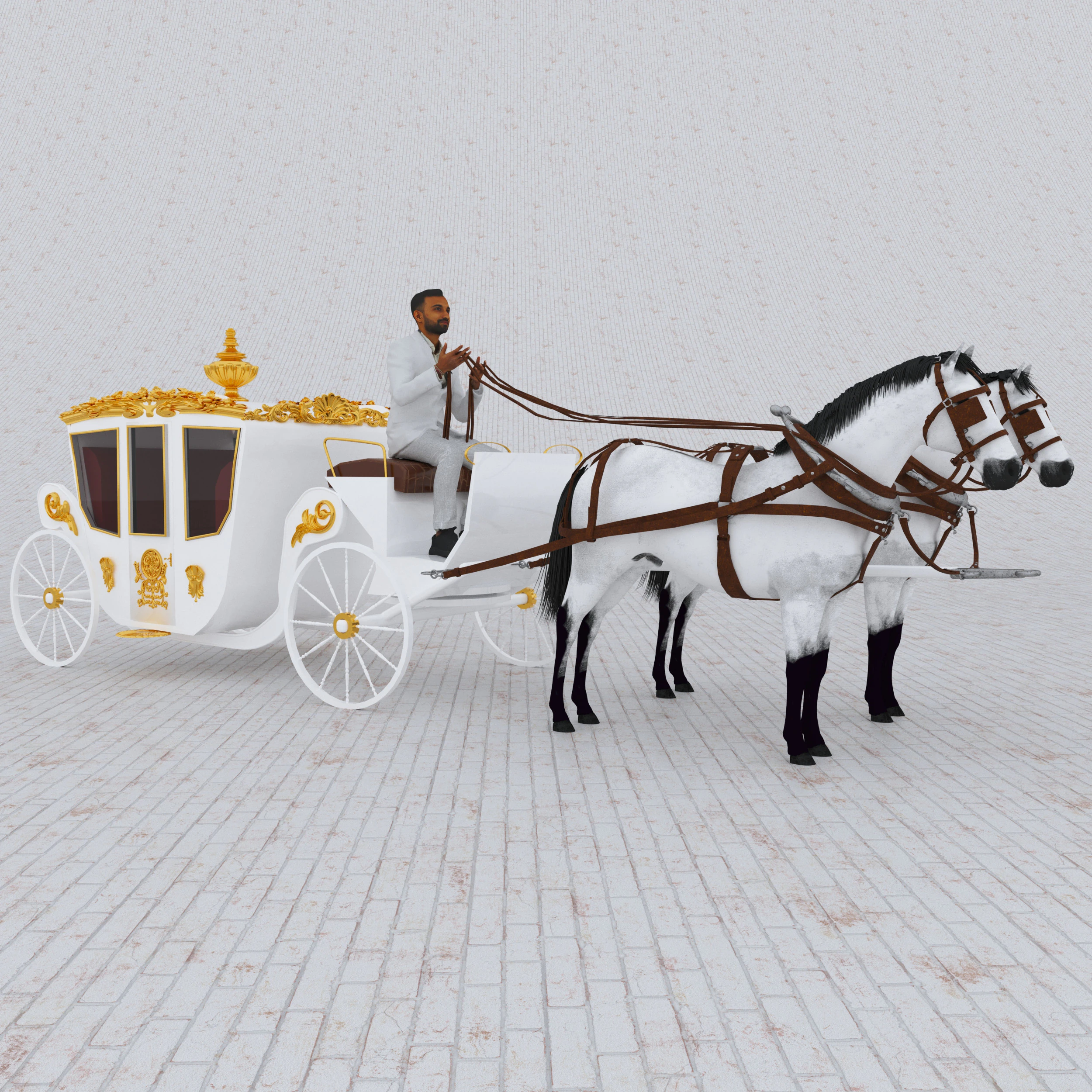 Royal Carriage 2 3D Model .c4d .max .obj .3ds .fbx .stl .blend 