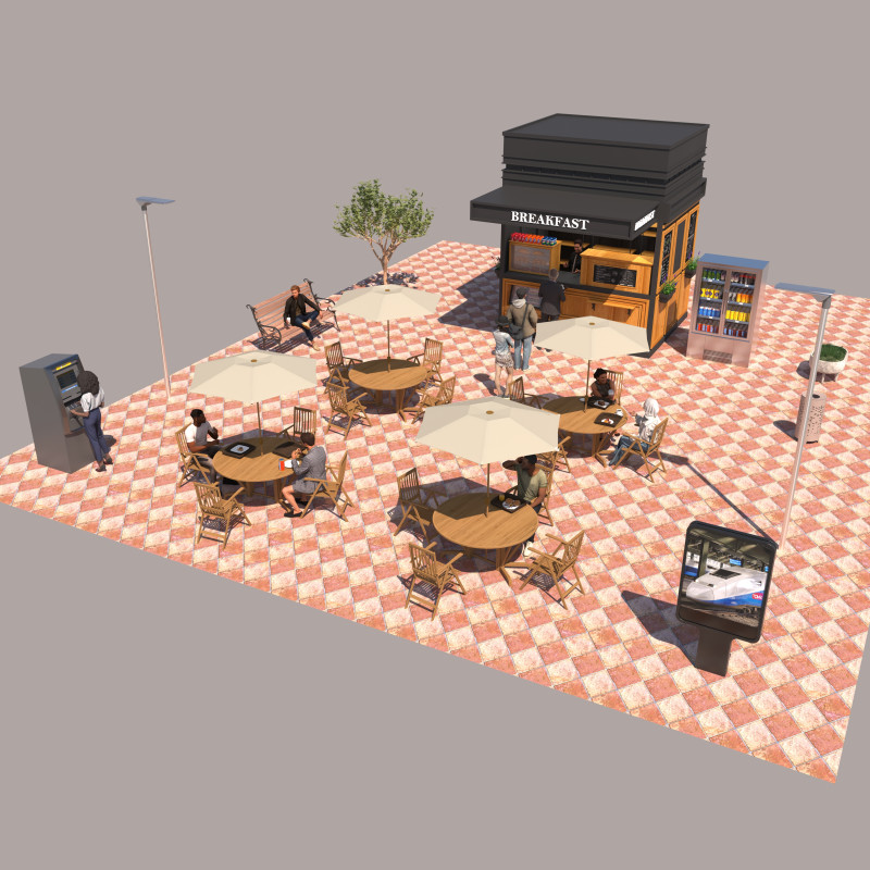 Breakfast Shop 4K 3D Model .c4d .max .obj .3ds .fbx .stl .blend