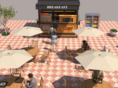 Breakfast Shop 4K 3D Model