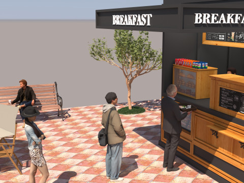 Breakfast Shop 4K 3D Model