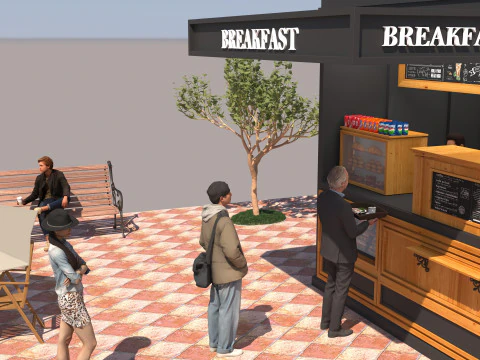 Breakfast Shop 4K 3D Model