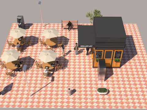 Breakfast Shop 4K 3D Model