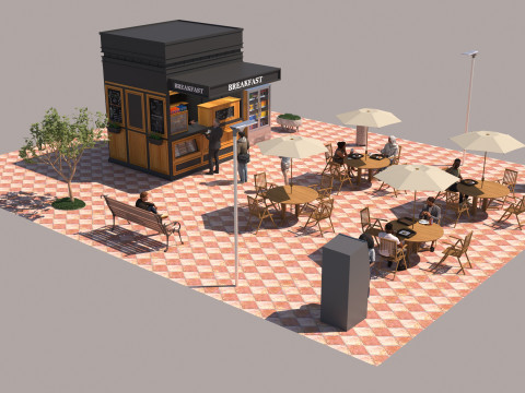 Breakfast Shop 4K 3D Model