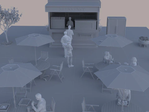 Breakfast Shop 4K 3D Model