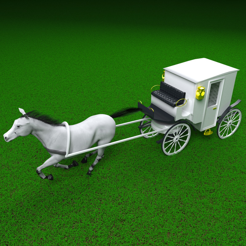 White Carriage 4K Model 3D .c4d .max .obj .3ds .fbx .stl .blend 