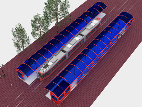 Tram and Station 2 - 4K 3D Модель
