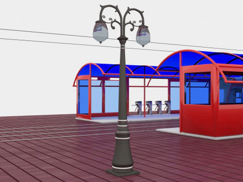 Tram and Station 2 3D Model
