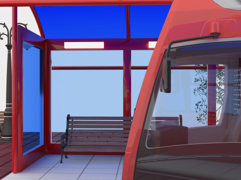 Tram and Station 2 - 4K 3D Модель