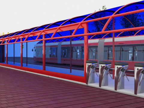 Tram and Station 2 3D Model