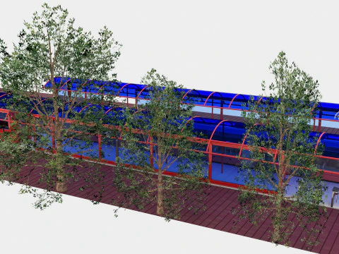 Tram and Station 2 3D Model
