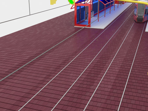 Tram and Station 2 - 4K 3D Модель