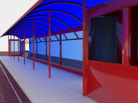 Tram and Station 2 3D Model