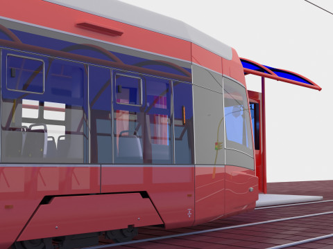 Tram and Station 2 - 4K 3D Модель
