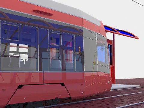 Tram and Station 2 3D Model
